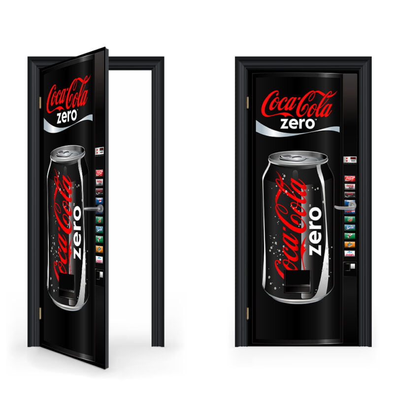 Black Coke Zero Vending Machine Door Sticker