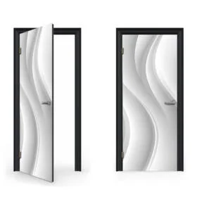 3D White Abstract Pattern V1 Door Sticker