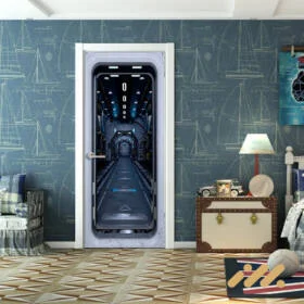 Spaceship Corridor Door Sticker V3