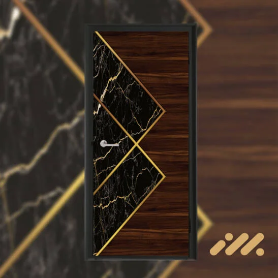 Geometric Marble Wood V1 Door Sticker