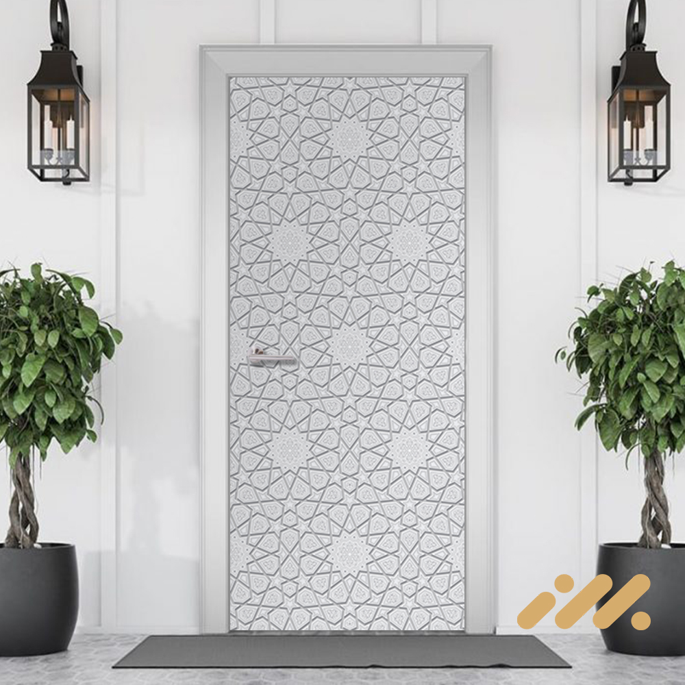 Islamic Pattern V8 Silver Door Sticker