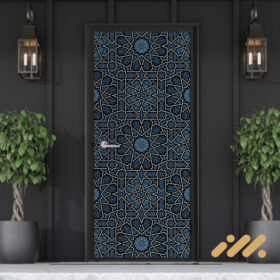 Islamic Pattern V9 Dark Blue Door Sticker