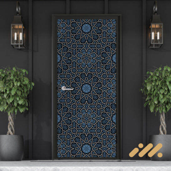 Islamic Pattern V9 Dark Blue Door Sticker